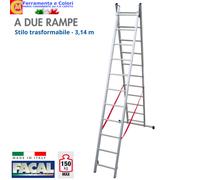 Scala Telescopica FACAL Alluminio 2 Rampe 7+7 9+9 11+11 Gradini Trasformabile