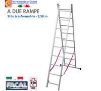 Scala Telescopica FACAL Alluminio 2 Rampe 7+7 9+9 11+11 Gradini Trasformabile