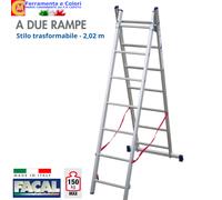 Scala Telescopica FACAL Alluminio 2 Rampe 7+7 9+9 11+11 Gradini Trasformabile