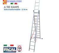 Scala Telescopica FACAL Alluminio 3 Rampe 7+7+7 9+9+9 11+11+11 Gradini Trasforma
