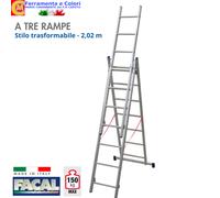 Scala Telescopica FACAL Alluminio 3 Rampe 7+7+7 9+9+9 11+11+11 Gradini Trasforma