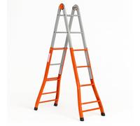 Scala Telescopica in Acciaio, 4+4 gradini, trasformabile fino a 4.7 mt - A0040