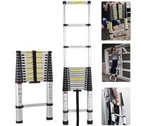 Scala Telescopica in Acciaio Inossidabile, 2,6M Scala Telescopica Pieghevole con 9 Gradini, Facile da Conservare, Portata 150kg