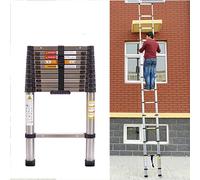 Scala telescopica in acciaio inossidabile da 2,6 m, multiuso con 9 gradini, scala in alluminio per uso domestico e all'aperto, 150 kg di portata'