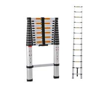 Scala telescopica in acciaio inox, 3,2 m, antiscivolo, Scala allungabile, Scala telescopica allungabile con 11 pioli, facile da trasportare, portata 150 kg