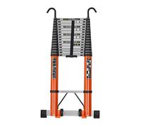 Scala telescopica in alluminio con ganci, scala portatile antiscivolo per esterni, scale pieghevoli più lunghe con ruote mobili, 5 m-8 m (altezza 6 m)