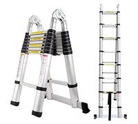 Scala telescopica in Alluminio da 2,5 m, Estensione telescopica Pieghevole a Telaio Scale a scalare Alte e compatte Portatili multifunzionali per Interni da Esterno, EN131