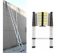 Scala Telescopica in Alluminio da 3,2 m, Antiscivolo, Allungabile Multiuso Con 11 Pioli, Facile da Trasportare, Portata 150 kg, EN131
