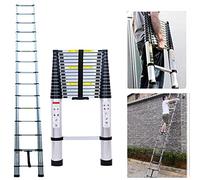 Scala telescopica in alluminio da 5 m, pieghevole, allungabile, scala a pioli scorrevole multiuso, facile da usare, portata 150 kg, argento