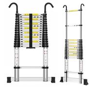 Scala telescopica in alluminio da 6,1 m con ganci regolabile in altezza per accesso a casa e soffitta, design estensibile portatile, sicura e comoda per tutte le tue esigenze