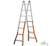 SCALA TELESCOPICA MULTIFUNZIONE FORBICE ACCIAIO 5+5 GRADINI MAX H.498 100 KG