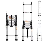Scala telescopica multiuso da 6,2 m con ganci, scala telescopica multifunzionale professionale in alluminio con estensione del gancio rimovibile 6.2m
