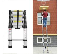 Scala telescopica multiuso in alluminio, 3,2 m, 11 pioli, scala di prolunga antiscivolo, scala di estensione in alluminio, per esterni e interni, portata 150 kg