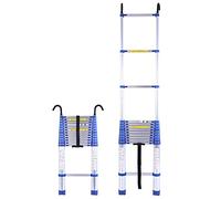 Scala telescopica Multiuso in Alluminio - Estensibile 8 m/7 m/6 m/5 m/4 m/3 m/2 m/1 m, Leggera e Portatile con Gancio per lavori sul Tetto, sulla soffitta e all'aperto