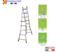Scala Telescopica Multiuso MARCHETTI in Alluminio 4+4 5+5 6+6 Gradini 4-6 Metri