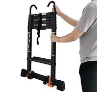 Scala telescopica per Camper/Tenda da Tetto/soffitta da 6 m/5 m/4 m/3 m/2 m, Scala telescopica in Alluminio Nero con Gancio Staccabile e Barra stabilizzatrice (Dimensioni: 3,5 m/11,5 Piedi)
