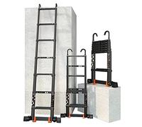 Scala telescopica per Camper/Tenda da Tetto/soffitta da 6 m/5 m/4 m/3 m/2 m, Scale telescopiche estensibili in Alluminio Nero con Gancio Staccabile e Barra stabilizzatrice (Dimensioni: 2,7 m