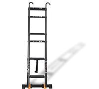 Scala telescopica per soffitta da 5 m/4 m/3 m/2 m per Uso Domestico, Scala telescopica in Alluminio Nero con Gancio e Barra stabilizzatrice, carico 200 kg (Dimensioni: 2,3 m/7,5 Piedi)