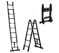 Scala Telescopica Pieghevole 10 Gradini 320x67x7 cm per Interni ed Esterni Nero