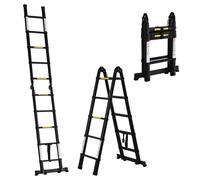 Scala Telescopica Pieghevole 10 Gradini 320x67x7 cm per Interni ed Esterni Nero