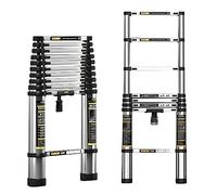 Scala telescopica pieghevole con blocco di sicurezza, estensibile per interni ed esterni, antiscivolo, in acciaio inox, resistente, multiuso, per uso domestico e giardino
