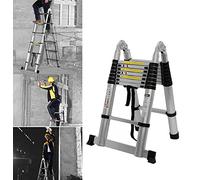 Scala Telescopica Pieghevole in Alluminio 3,8m (1,9 m - 1,9 m), Scala Pieghevole Multifunzione, Scala Estensibile Antiscivolo per Esterno e Interno - Portata massima: 150 kg
