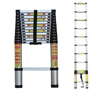 Scala telescopica portatile per soffitta, Scala telescopica in alluminio da 1,4 m a 6,2 regolabile, multiuso, compatta, capacità di 150 kg, uso domestico e professionale