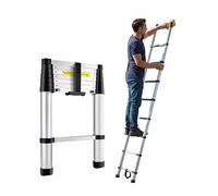 Avilia - Scaletta Telescopica in Acciaio Inox 2.7m 7 Gradini Scala Pieghevole per Casa e Lavoro Scaletta Allungabile Salvaspazio con Blocco Sicurezza