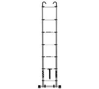 scala telescopica ， Scala telescopica in alluminio estensibile multiuso con gancio staccabile, barra stabilizzatrice e ruote(Silver,3.9m/12.5ft)