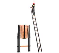 scala telescopica , Scala telescopica pieghevole in alluminio da 2,6 m, 3,2 m, 3,8 m, 5 m, 6,2 m, 7 m, 8 m, nera, for lavori all'aperto in casa o in camper.(5.5m/18ft)
