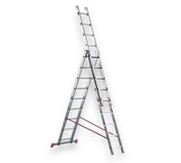 Scala tripla alta multiuso in alluminio a tre elementi 7+7+7 gradini Marchetti