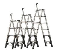 Scalas Pieghevole in Alluminio con Due Gradini Anteriori A 4/5/6 Gradini, Scalas Alta E Robusta, Scalas Telescopica con Struttura A A, for Lavori Interni Ed Esterni(Silver,6 Step)