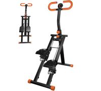 Scalatore per scale per uso domestico, pieghevole, portatile, con manico regolabile, grande pedale, attrezzo per esercizi cardio e corpo, arancione + manico rotondo