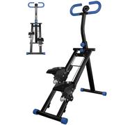 Scalatore per scale per uso domestico, pieghevole, portatile, con manico regolabile, pedale grande, attrezzo per esercizi cardio e corpo, blu + manico rotondo