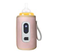 Scalda biberon, scaldabiberon portatile con indicatore LED, regolazione della temperatura, scaldabagno USB per viaggi auto (rosa)