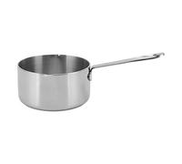 Scalda burro in acciaio inox, pentolino per latte con doppio beccuccio di versamento e foro per appenderlo, padellino a fondo piano adatto all’induzione per fondere cioccolato, (500 ml)