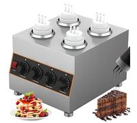 Scalda-salse, dispenser per conservazione del calore in acciaio inox, con 4 bottiglie, temperatura regolabile da 30 a 85 °C, ideale per caramello, peperoncino, curry e salse