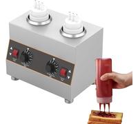 Scalda salse elettrico in acciaio inox, 86-185℉, riscaldatore professionale per formaggio e cioccolato con bottiglie per salse, marmellata e caramello (2 secchi)