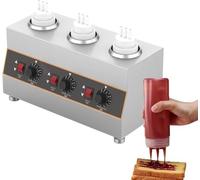 Scalda salse elettrico in acciaio inox, 86-185℉, riscaldatore professionale per formaggio e cioccolato con bottiglie per salse, marmellata e caramello (2 secchi)