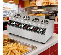 Scalda Salse Elettrico Professionale, Riscaldatore Per Salsa Al Cioccolato Fondente Con Controllo Indipendente E Dispenser Per Guarnizioni, Temperatura Regolabile Da 30 A 85°C (86-185°F)(4cans)