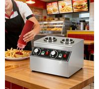 Scalda Salse Elettrico Professionale, Riscaldatore Per Salsa Al Cioccolato Fondente Con Controllo Indipendente E Dispenser Per Guarnizioni, Temperatura Regolabile Da 30 A 85°C (86-185°F)(2cans)
