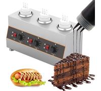 Scalda Salse Elettrico, Riscaldatore per Salsa Alimentare Commerciale da 320 W, Distributore di Fusione del Formaggio al Cioccolato, Pentola Riscaldante per Liquidi al Cioccolato Mult, 3 Grids