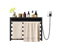Scaldaasciugamani a Parete, Stendino Portatile con Presa Temporizzata 10h, Riscaldatore Elettrico per Asciugamani per Casa Bagno Hotel Black Right Line