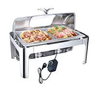 Scaldabagni elettrici per feste Buffet, ciotole da 9 l / 13 l in acciaio inox per servire scaldavivande, server per buffet commerciali e riscaldatori con coperchio visibile 400 W (1/3 dimensioni