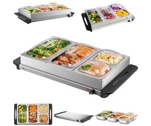 Scaldabagno a buffet, piastra riscaldante, 300 Watt, 4 contenitori per alimenti, scalda buffet, scalda cibo, scalda cibo, scalda cibo Chafing Dishes