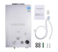 Scaldabagno a Gas Propano GPL 16L, Scaldabagno Istantaneo Senza Serbatoio da 32KW con Kit Doccia, Scaldino a Gas da Esterno o Interno Bruciatore per Caldaia per Campeggio, Camper, Casa (16L)