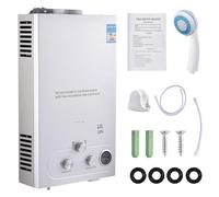 Scaldabagno a Gas Propano GPL 16L, Scaldabagno Istantaneo Senza Serbatoio da 32KW con Kit Doccia, Scaldino a Gas da Esterno o Interno Bruciatore per Caldaia per Campeggio, Camper, Casa (12L)