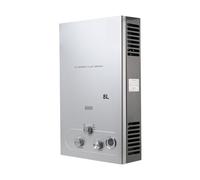 Scaldabagno A Gas Propano Senza Serbatoio 8L 16KW GPL Riscaldatore Di Acqua Calda Istantanea Caldaia Display A LED Campeggio Esterna Con Kit Soffione Doccia Risparmio energetico(Silver)