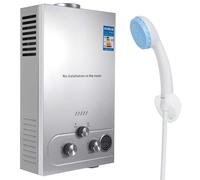 Scaldabagno a gas, scaldabagno a gas propano GPL 6L con kit doccia con modalità invernali ed estive, scaldabagno istantaneo senza serbatoio 16kw, per casa e esterno (8L)