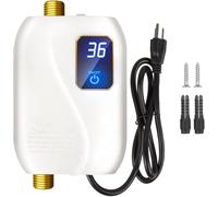 Scaldabagno elettrico mini scaldabagno elettrico senza serbatoio, con display digitale LCD e pulsanti touch, IPX4, 3500 W 220 V